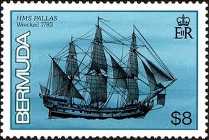Stamp, HMS Pallas, 1783, Bermuda,  , Shipwrecks