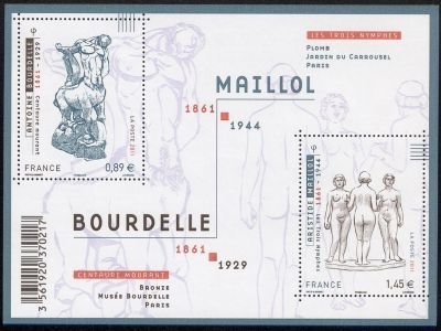 Souvenir Sheet, Sculptor Antoine Bourdelle (1861-1929), France,  