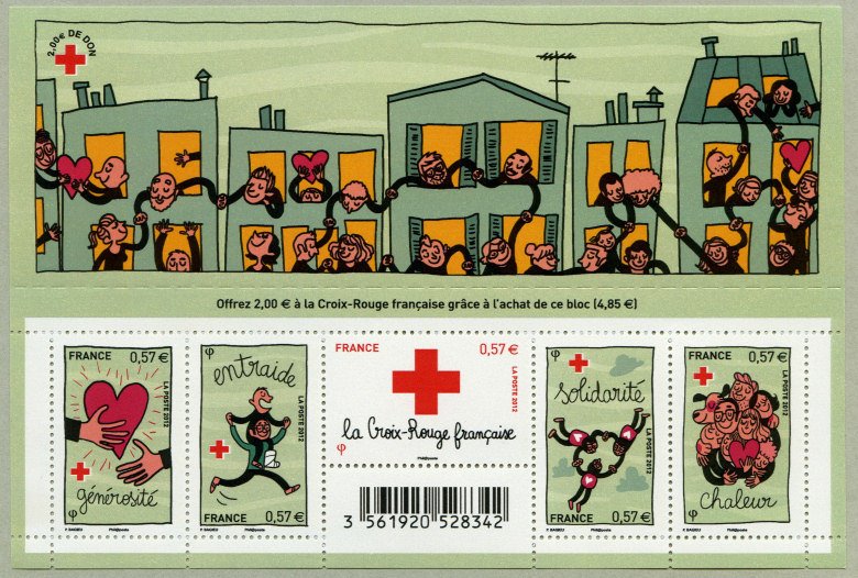 Booklet of 5 stamps to benefit the Red Cross