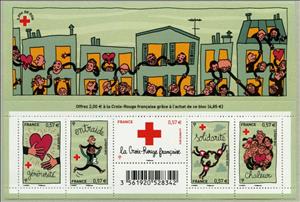 Mini Sheet, Booklet of 5 stamps to benefit the Red Cross, France,  , Red Cross and Red Crescent