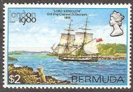 Stamp, "Lord Sidmouth," 1818, Bermuda,  , Ships, Sailing Ships