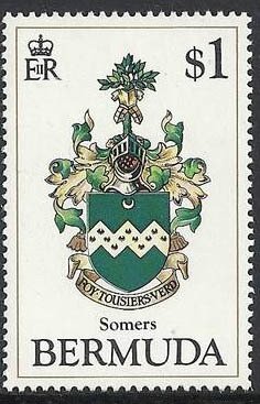 Stamp, Arms of Sir George Somers (1554-1610), Bermuda,  , Coats of Arms