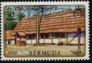 Stamp, Jamestown, Virginia, US, Bermuda,  , Houses, Colonisation