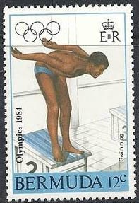 Stamp, Swimming, Bermuda,  , Sport, Olympic Games