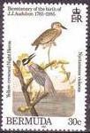 Stamp, Yellow-crowned Night Heron (Nyctanassa violacea), Bermuda,  , Birds