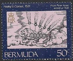 Stamp, Peter Apian woodcut, 1532, Bermuda,  , Comets