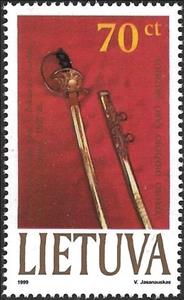 Stamp, Sabre of general S.Zhukauskas, 1927, Lithuania,  , Anniversaries and Jubilees