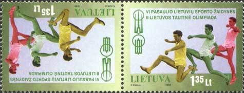 Se-tenant, Long jumping, Lithuania,  