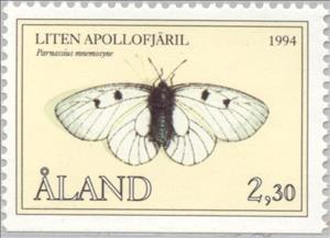 Stamp, Clouded Apollo (Parnassius mnemosyne), Åland Islands,  , Insects, Butterflies, Animals (Fauna)