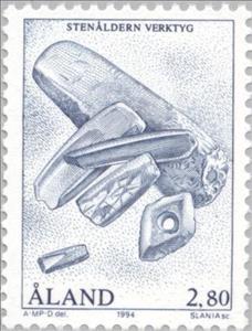Stamp, Stone age tools, Åland Islands,  , Stone Age, Anniversaries and Jubilees