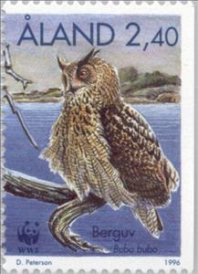 Stamp, Eurasian Eagle-Owl (Bubo bubo), Åland Islands,  , Birds, WWF, Birds of Prey, Owls, Animals (Fauna)