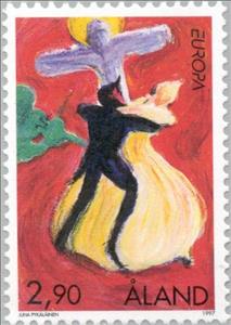 Stamp, Sagas and Legends - Dancing Devil, Åland Islands,  , Postal Services, Postal Unions, C.E.P.T., Europe, Legends, Dance