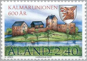 Stamp, Union of Kalmar, Åland Islands,  , Castles, Coats of Arms, Anniversaries and Jubilees