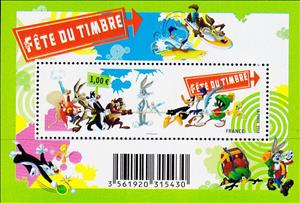Souvenir Sheet, Looney Tunes, France,  , Drawings, Cartoons, Comics