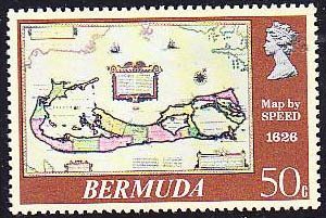 Stamp, Old Map of Bermuda by John Speed, 1626, Bermuda,  , Maps