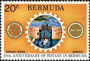 Stamp, Rotary Emblem, Somerset Drawbridge, Somerset, Bermuda,  , Rotary