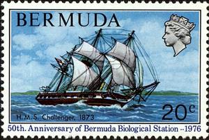 Stamp, Sailing ship Challenger, 1873, Bermuda,  