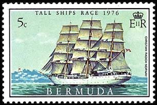 Stamp, Christian Radich, Norway, Bermuda,  