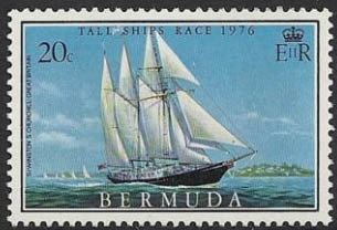 Stamp, Sir Winston Churchill, Great Britain, Bermuda,  , Ships, Sailing Ships