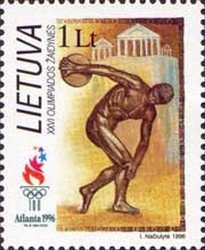 Stamp, Sculpture "The Discus Thrower" (Myron), Lithuania,  , Olympic Games