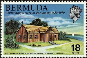 Stamp, First Assembly House, St. Peter's Church, St. George's, Bermuda,  , Tourism, Buildings