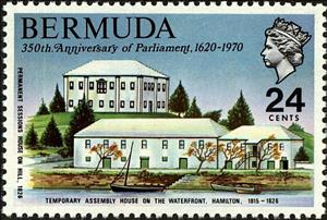 Stamp, Temporary Assembly House, Hamilton, 1815-26, Bermuda,  , Tourism, Buildings