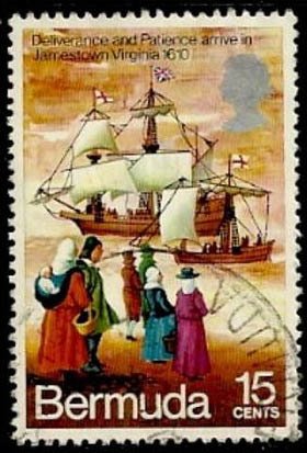 "Deliverance" and "Patience" arriving in Jamestown, Va., 161