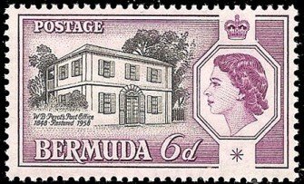 Stamp, Restored Perot Post Office, Hamilton, Bermuda,  , Heads of State, Postal Services, Buildings, Queens