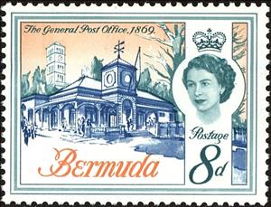 Stamp, General Post Office, 1869, Bermuda,  , Tourism, Buildings