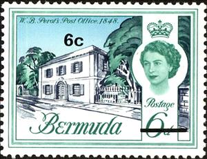 Stamp, Perot's Post Office, 1848, Bermuda,  , Tourism, Buildings