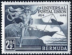 Stamp, Universal Postal Union, Bermuda,  , Postal Unions, UPU, Aviation, Aircrafts