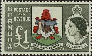 Stamp, Coat of Arms of Bermuda, Bermuda,  , Heads of State, Heraldic Animals, Queens, Coats of Arms
