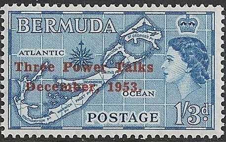 Stamp, Map of Bermuda, Bermuda,  , Heads of State, Maps, Conferences, Queens