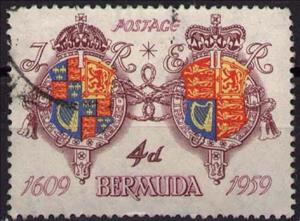 Stamp, Arms of James I and Elizabeth II, Bermuda,  