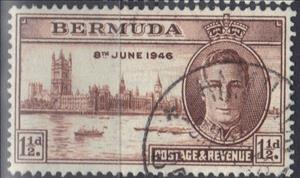Stamp, Return to peace at the close of WWII, Bermuda,  , Second World War