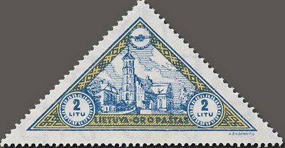 Stamp, Child welfare, Lithuania,  , Triangle Stamps, Churches - Cathedrals - Basilicas - Chapels
