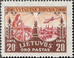 Stamp, Vytautas-Airmail edition, Lithuania,  