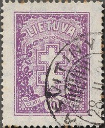 Stamp, Cross and honorary wreath, Lithuania,  