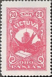Stamp, Dove with letter, Lithuania,  