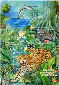 Souvenir Sheet, Protected species overseas, France,  , Birds, Mammals, Reptiles, Environment Protection, Animals (Fauna)
