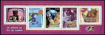 Se-tenant, Over the century stamp: Communication, France,  , Communication