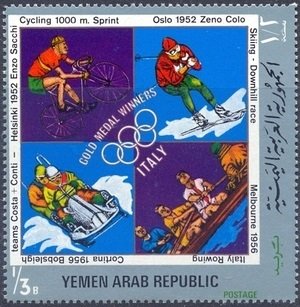 Stamp, E.Sacchi, Z.Colo, Italy Rowing, Cocta+Conti, Yemen, Arab Republic,  , Olympic Games