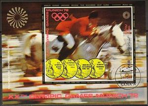 Souvenir Sheet, Equestrian, Yemen, Arab Republic,  , Olympic Games