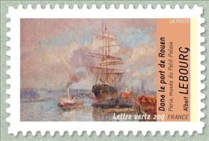 Stamp, Albert Lebourg, France,  , Ships, Paintings, Sailing Ships