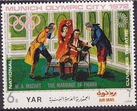 Stamp, W.A. Mozart: The Marriage of Figaro, Yemen, Arab Republic,  , Music, Olympic Games, Operas