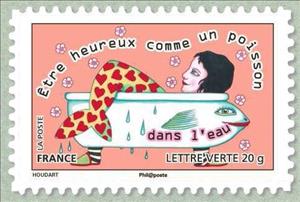 Stamp, Be happy as a fish in water, France,  