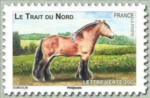 Stamp, Trait North (Equus ferus caballus), France,  , Mammals, Horses, Animals (Fauna)