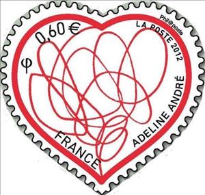 Stamp, Cœur Adeline André, France,  