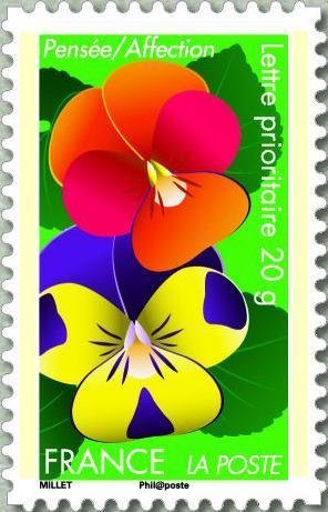 Stamp, Pensée = Affection, France,  , Flowers, Plants (Flora)