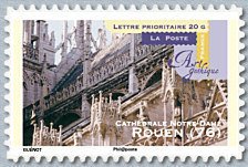 Stamp, Notre Dame's Cathedrale - Rouen, France,  , Churches - Cathedrals - Basilicas - Chapels
